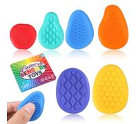 6pcs Textured Soft Sensory Worry Stones, Silicone Calming Toys Colorful Silent Fidget Toys Sensor Relief Worry Stones with Different Texture for Stress Anxiety Autism Kid Adult(6 Styles)