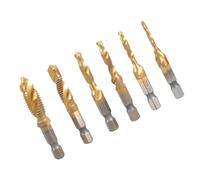 6Pcs Thread Tap Spirals Machine Threading Tool Screw Drill Bit Bit Composite Set For Metal Shank Drill Bits