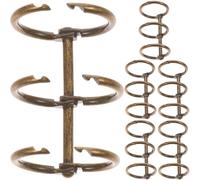 6pcs Three Hole Binder Rings Alloy Segmented Snap Clips | Six Brown Metal Loops, Secure Hinged Mechanism, Rustproof Antique Brass Finish, Smooth Handling for Menus Receipts