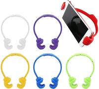 6pcs Thumbs-up Cell Phone Stand Holder,Universal Adjustable TPU Flexible Mobile Cell Phone Stand Holder for Desktop Kitchen Travel(Random Colors)