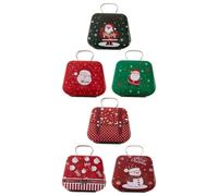 6pcs Tin Box Candy Storage Iron Tote Bag Shaped with Handle Christmas | Merry Christmas Festive Decorative Box, Longterm Storage and Easy Carry for Adults Holiday Party Use