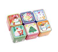 6pcs Tinplate Iron Candy Box Christmas Sweets Gift Box for Xmas Cookies | Portable, Lightweight Holiday Pack, Christmas Elements, Iron Build, Party Favour Use, Baking Storage Random Style