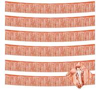 6Pcs Tinsel Garland, 10ft Rose Gold Foil Fringe Garland Shiny Metallic Foil Tassel Banner Wall Hanging Tinsel Streamers for Wedding Birthday Party Decoration Christmas New Year