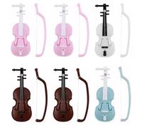 6PCS Tiny Violin,Worlds Smallest Violin,Small Violins,Mini Tiny Musical Instrument Models,Violins Decoration,with Bow Stand Support,Birthday Dollhouse Home Office Decor