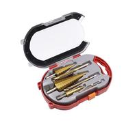 6Pcs Titanium Coated Drill Bit Set,Included 3 Sizes of Step Drill Bits and 3 Sizes of Twist Drill Bits for Hole Drilling Metalworking Woodworking,with Plastic Storage Box