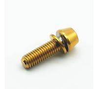 6pcs Titanium Screws M5 X 16 18 20mm Tapered Ti Bolts With Washer Allen Key Cone Hexagonal Socket For Bicycle Stem & Handlebar(Gold Color,M5x20mm)