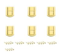 6pcs Toggle Catch Lock,Antique Vintage Lock, RETR Golden Hasp with Screws for Jewellery Boxes,Trinket Boxes,Gift Boxes Yellow 20 * 25mm