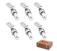 6Pcs Toggle Clamps, Spring Loaded Lid Latch, 90° Offset Stainless Steel Tension Clasp, Padlockable Quick Release Catch Clip for Cabinet Drawer Mailbox