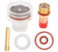 6pcs Torch Kit for WP-17/18/26, Tig Torch Gas Lens, Collet Body, Transparent Glass Cup, Argon Arc Welding Equipment Accessories, Spares Parts with Tungsten Needle, Silicone Ring, Rubber Gasket(2.4mm)