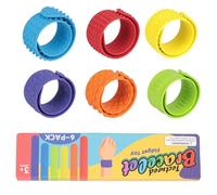 6pcs Toy Fidget Snap Bracelet Ring - Silicone Sensory Toys for Anxiety Rolls, 6 Textured Fidget Rings Party Bag Fillers, Kids Autism School, Toy Fidget snap Bracelet Ring for Birthdays and Parties
