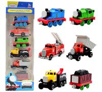 6pcs Train Car Toys, Children's Alloy Toy Car, Mini Race Cars Figure Cake Toppers Set For Kids, Retro Steam Classical Simulated Pull-Back Model Toy Child Gift Set for Boys Girls