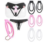 6Pcs Training Cage Clips Cross Dressing Set, 3 Colors 2 Sizes with 1 Yoga Belt Underwear, Breathable Adjustable Invisible Exercise Set for Sissy Men -A96UK (with Black Belt, M)