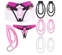6Pcs Training Cage Clips Cross Dressing Set, 3 Colors 2 Sizes with 1 Yoga Belt Underwear, Breathable Adjustable Invisible Exercise Set for Sissy Men -A96UK (with Pink Belt, L)