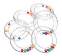 6Pcs Transparent Baby Rattles - Portable Baby Toy Rings with Visible Rolling Beads, Plastic Hand Bell Shaker,Easy-Grasp for Sensory Play Newborn Toddler Gifts(3.14 * 3.14 * 0.62in)
