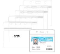 6PCS Transparent ID Card Holders for Lanyards - Double-Sided Waterproof Name Badge Holders for Office, School, and Events - Clear Plastic Card Holders with Durable Design