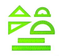 6PCS Transparent Plastic Math Set with Protractors and Triangle Rulers for Accurate Angle Measurement and Geometry Tasks (Green)
