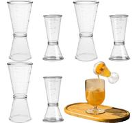 6Pcs Transparent Spirit Measure, 10/20CC & 20/40CC Shot Measures Alcohol Measure Drink Measures Plastic Double Spirit Measures for Bar Home Wine Measurements