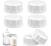 6pcs Travel Bottle Caps for Philips Avent, Baby Bottle Caps Bottle Lids Replacement Baby Bottle Lids Compatible with Avent Wide-Mouth Bottles(White)
