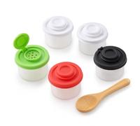 6PCS Travel Salt and Pepper Sets, Camping Salt and Pepper Set, Mini Salt and Pepper Sets for Outdoor Cooking, Portable Seasoning Containers with Wooden Spoon, White Green Black Red Colour Options