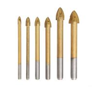 6PCS Triangle Drill Bits Set for Glass Concrete Brick, Carbide Masonry Drilling Tools 4-12mm for Wood Metal Ceramic Stone Walls