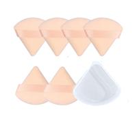 6Pcs Triangle powder puffs with 1Pc Storage Box Kit,Beige Soft velvet Face Makeup Sponge Powder Puffs Set for Face Powder Setting loose Powder Mineral Powder Cosmetic Foundation Blending Wet Dry