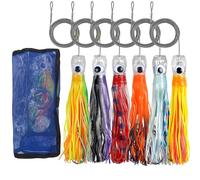 6Pcs Trolling Lures Saltwater, 6inch/9inch Offshore Big Game Trolling Lures for Tuna Marlin Mahi Wahoo Squid Skirted Deep Sea Fishing Lure kit with Storage Bag