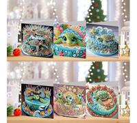 6Pcs Turtle DIY Greeting Card Set with Envelopes Crystal Painting Art