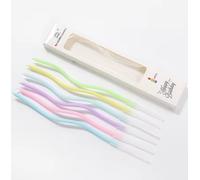 6PCS Twisted Birthday Candles with Holder - Pink - Happy Birthday Candle Set (Ghh)