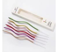 6PCS Twisted Birthday Candles with Holder - Pink - Happy Birthday Candle Set (Rainbow)