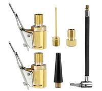 6PCs Tyre Inflator Adapter Set,2 Tire Inflator Air Chuck Clips & 1 Brass Car Tyre Valve Adapter & 20cm Tire Pump Extension Hose & Pump Needles & Inflatable Pump Adaptor,Valve Connector Kit for Car Tru