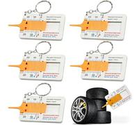 6PCS Tyre Tread Depth Gauge, 0-20 mm Tyre Tread Depth Ruler Checker with Keychain, Vehicle Safety Checker, Digital Caliper Alternative for Car Van Motorbike
