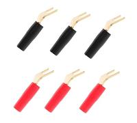 6pcs U-shaped Banana Plug Terminal Connector for Speaker Wire | Gold Plated Copper, No Soldering Installation, Stable Signal Transmission, Easy Polarity Distinction