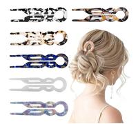 6PCS U-Shaped French Hair Pins for Women Tortoise Shell Hair Forks Cellulose Acetate Hairs Clips for Thick Thin Fine Hairs Vintage Hairstyle Bun Barrettes (C)