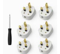 6pcs UK 3 Pin Plug, Fused Plug With Cord Grip Rewireable Plugs White Plugs Uk Heavy Duty Electrical Plug Uk 13 A Fused Mains Plugs Durable For Home, Office Electrical Appliances 250V 13 Amp