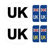 6Pcs UK Car Stickers Set, 2x Oval & 4x Number Plate Decals for Brexit
