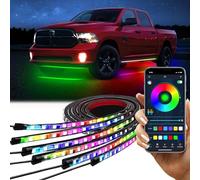 6Pcs Underbody Lighting Car, Multi-Colored Car Underglow Strip Lighting Set with APP and Remote Control Atmosphere Lighting Kit (150cm x 2+60cm x 4)