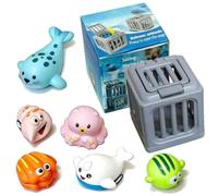 6Pcs Underwater Dive Rescue Toy, Pool Diving Toys Summer Water Dive Pool Set with Fish Box Floating Animals, Colorful Animal Sinkies Swimming Training Party Gifts for 3-12 Year Old Boys and Girls