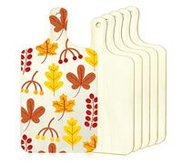 6Pcs Unfinished Wood Cutting Boards for Crafts with Handle & Hole, Thin Blank Wooden Pieces for Signs Cutout Crafting Painting, Small Natural Serving Paddle Board for Cheese Bread Food