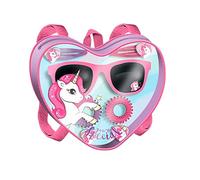 6PCs Unicorn Heart Shaped Bag, UV Protection Sunglasses and Hair Styling Tools, Backpack and Hair Accessories Set for Girls 3+ Years