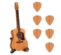 6PCS Unique Guitar Picks, Wooden Guitar Pick Box with Stand,Mini Storage Box for Guitarists
