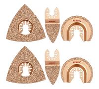 6pcs Universal Carbide Oscillating Saw Blades, HEMUNC Mixed Multitool Saw Blades Semicircle Triangular Finger Kit for Tile Grout Mortar Concrete Masonry