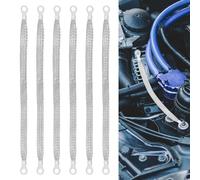 6pcs Universal Engine Ground Straps, 12 Inch Automotive Ground Cable Wire Strap Professional Braided Copper Ground Strap Connectors with Ring Terminals for Most Cars (Silver)