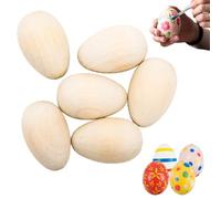 6Pcs Unpainted Wooden Eggs for Art Crafts and Easter Decorations,Home Decor,Wooden Eggs Decorations Ornaments for Easter Egg Hunt,Arts & Craft, Painting Activities