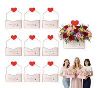 6Pcs Valentine's Day Floral Envelope Box, Valentines DayFlower Bouquet Package Gift Folding Paper Boxes Empty Flower Stripe Paper Box for Mother's Day Wedding Birthday Party Arrangements