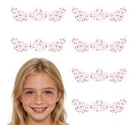 6pcs Valentines Face Freckle Patches, Waterproof Valentines Freckles Temporary Tattoos with Heart & Letter Glitter Designs Face Makeup Patches for Dance Party Cosplay