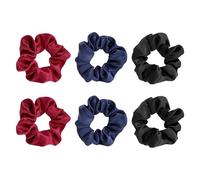 6PCS Velvet Scrunchies,Scrunchies for Women,Elastic Hair Bands,Solid Colour Satin Hair Band,Simple Stylish Ponytail Hai-r Bands,Hai-r Accessories for Girls and Women (Black/Navy/Burgundy)