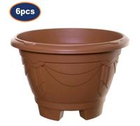 6Pcs Venetian Round Planter With Legs Terracotta Flower Pots Garden Patio 34Cm