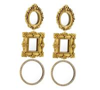 6pcs Victorian Miniature Mirror: Elegant Gold-framed Wall Mirror - 1:12 Scale Authentic Dollhouse Furniture Decor for Bedrooms & Hallways