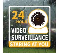 6pcs Video Surveillance Signs, 24 hour Surveillance Sticker Self-Adhesive Warning Safety Decals for CCTV Camera Security Sign Smile Your on Camera Signs for Home Indoor Outdoor Office Hotel Shop