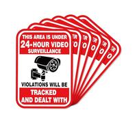 6pcs Video Surveillance Stickers, 7x5in Strong Adhesive Camera Recording Signs Waterproof Security Camera Warning Sign Camera Monitoring Sign for Home Vehicle Secure